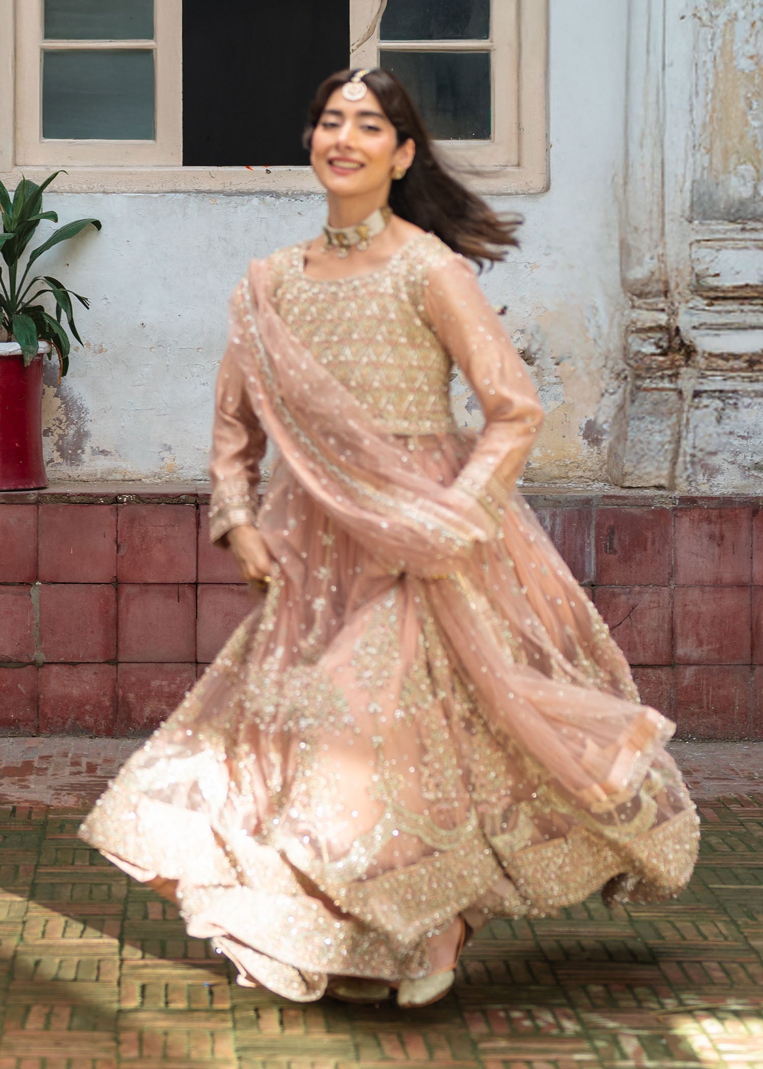Ladies Baby Pink Net Maxi Dress Online in UK USA Canada