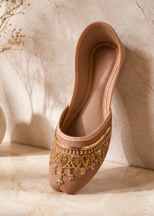 Ladies Baby Pink Rexine Khussa Sandals Online in UK USA Canada