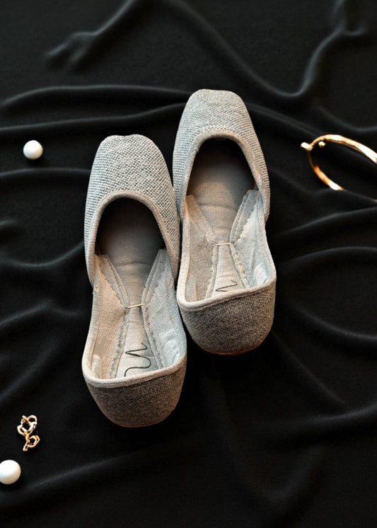 Ladies Beige Cotton Khussa Shoes Online in KSA Riyadh Saudi Arabia Oman Bahrain Qatar