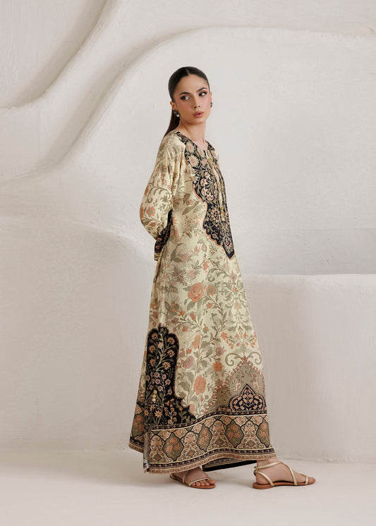 Ladies Beige Embroidered Kaftan Gown Online in KSA Riyadh Saudi Arabia Oman Bahrain Qatar