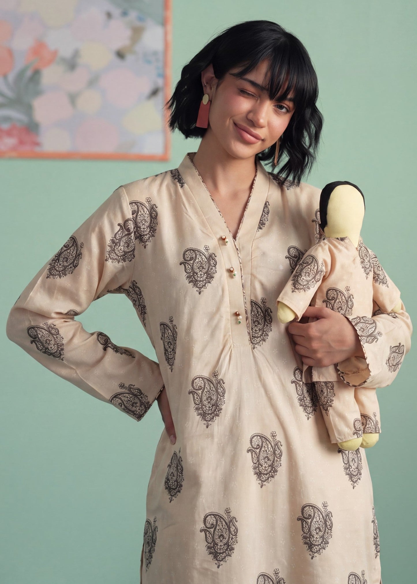 Ladies Beige Embroidered Lawn Salwar Kameez Online in UK USA Canada