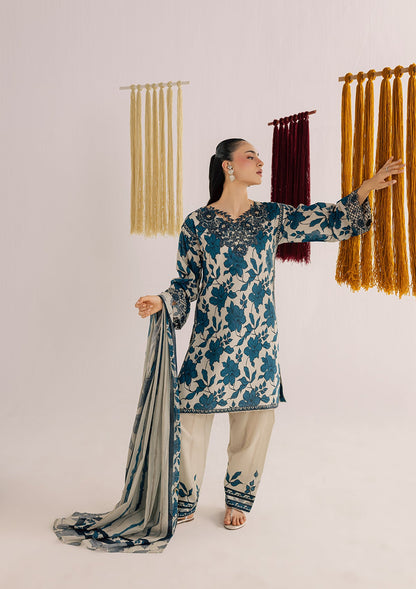 Ladies Beige Embroidered Shalwar Kameez Online in UK USA Canada