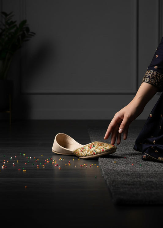 Ladies Beige Khussa – Comfortable Ethnic Shoes Online in KSA Riyadh Saudi Arabia Oman Bahrain Qatar
