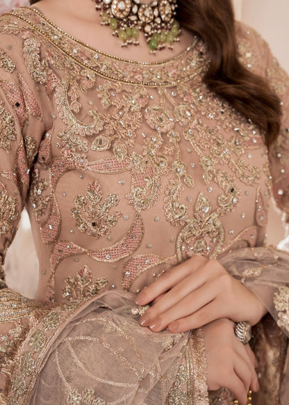 Ladies Beige Net Wedding Gharara Online in UK USA Canada