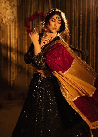 Ladies Black Chiffon Maxi Salwar Kameez Online in UK USA Canada