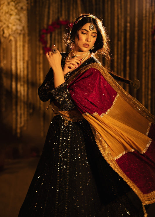 Ladies Black Chiffon Maxi Salwar Kameez Online in UK USA Canada