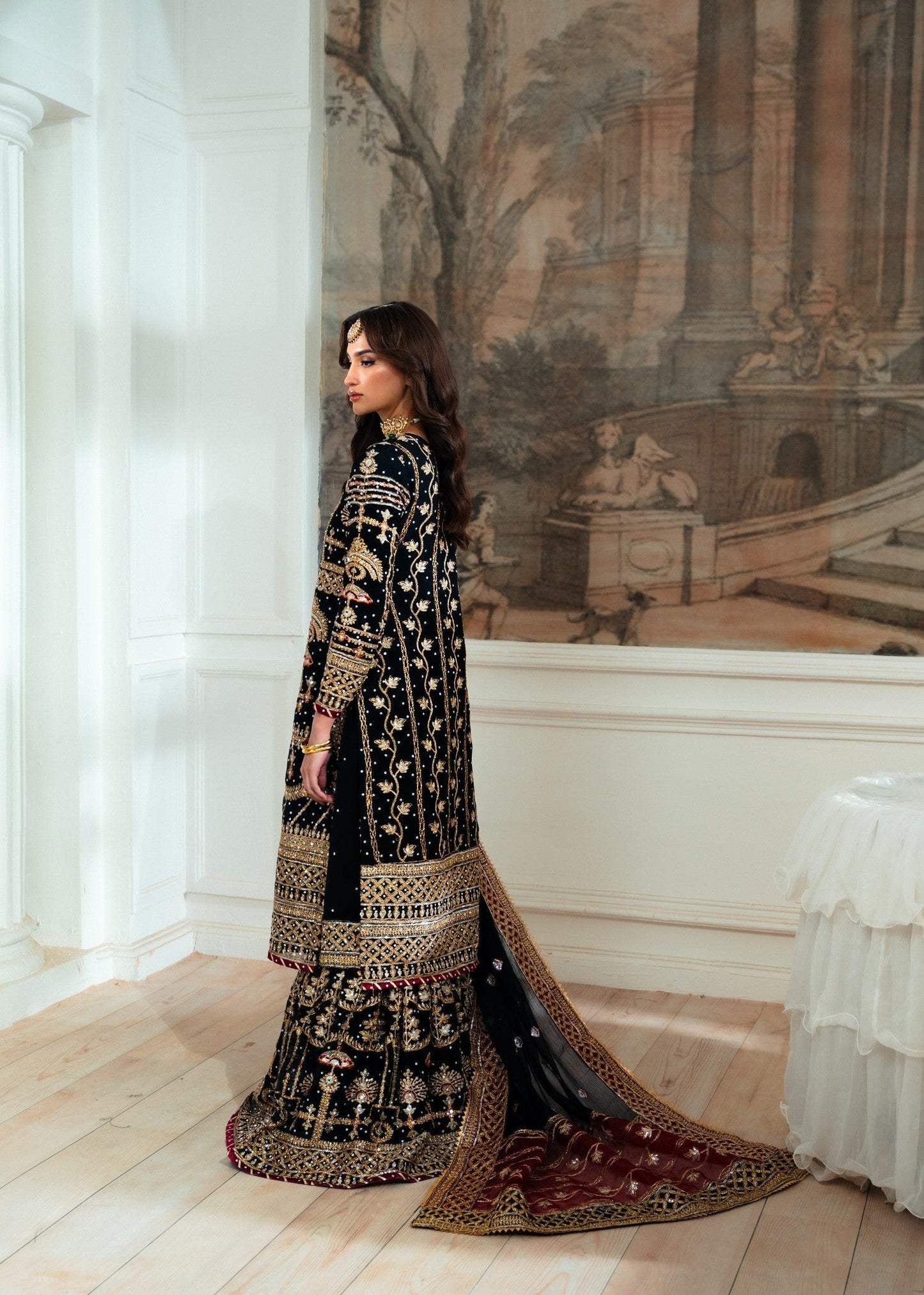 Ladies Black Chiffon Shalwar Kameez Online in UK USA Canada