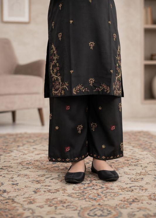 Ladies Black Cotton Embroidered Suit Online in Sri Lanka India Australia