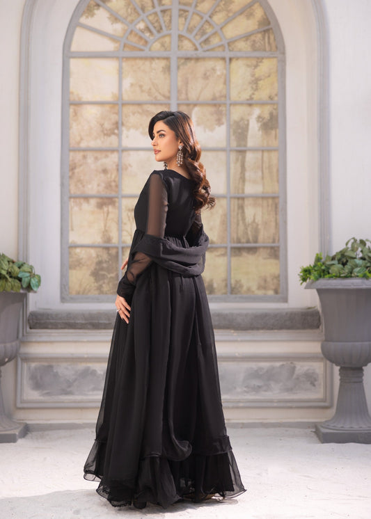 Ladies Black Embellished Chiffon Salwar Kameez Online in UK USA Canada