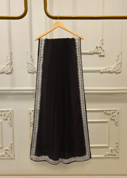 Ladies Black Embellished Chiffon Shalwar Kameez Online in UK USA Canada