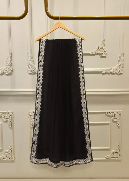 Ladies Black Embellished Chiffon Shalwar Kameez Online in UK USA Canada