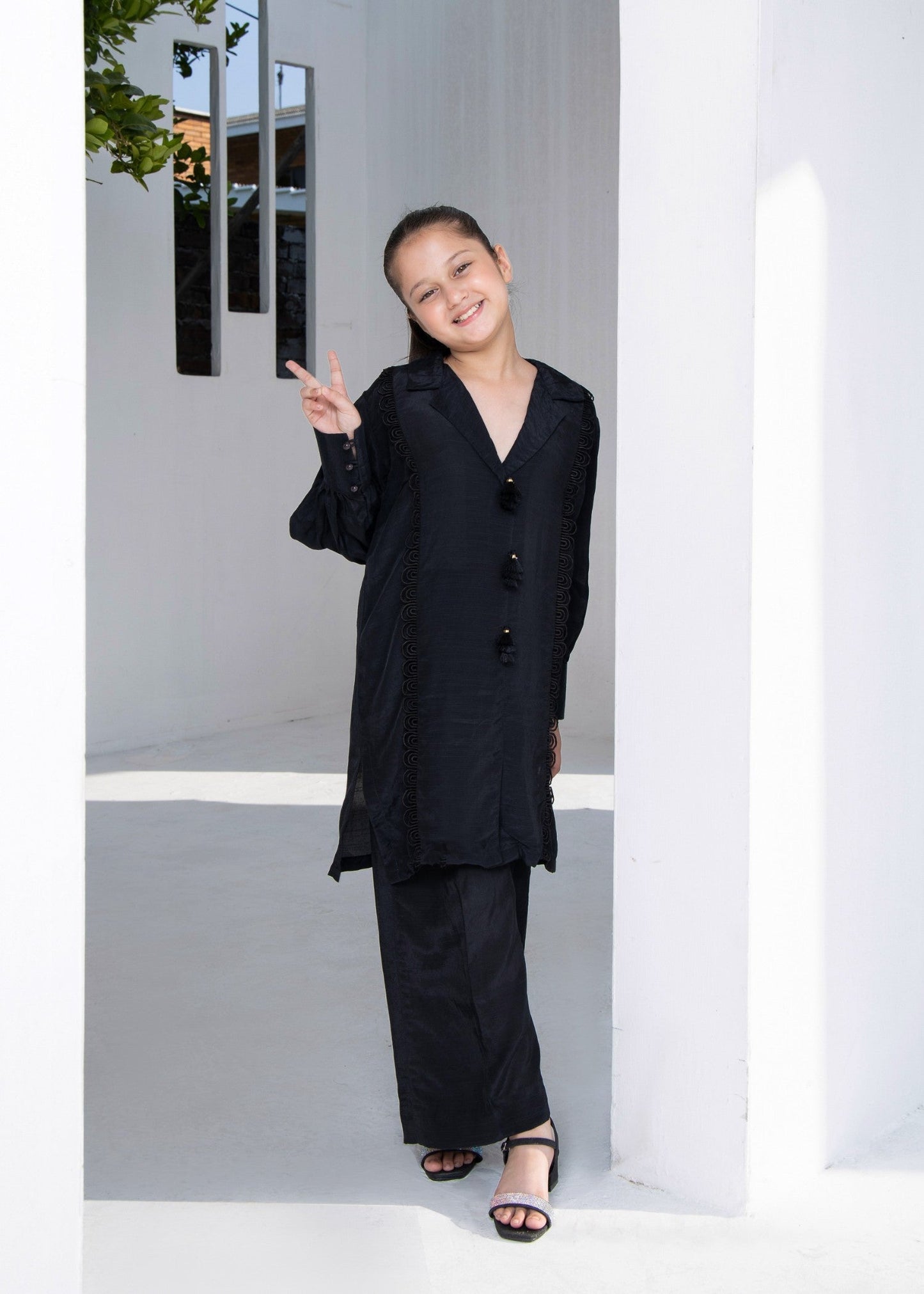 Ladies Black Embellished Kurta Pajama Online in UK USA Canada