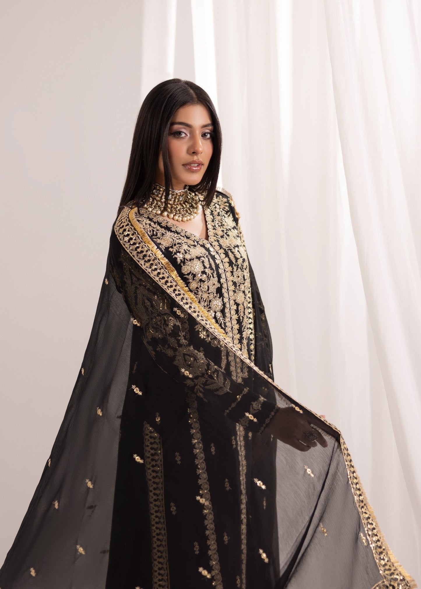 Ladies Black Embellished Pishwas Suit Online in Sri Lanka India Australia
