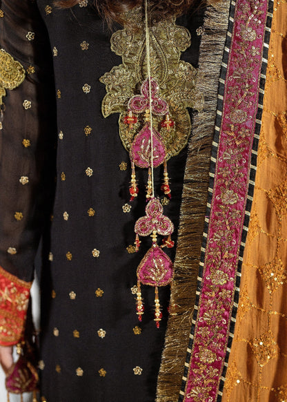 Ladies Black Embroidered Chiffon Formal Suit Online in UK USA Canada