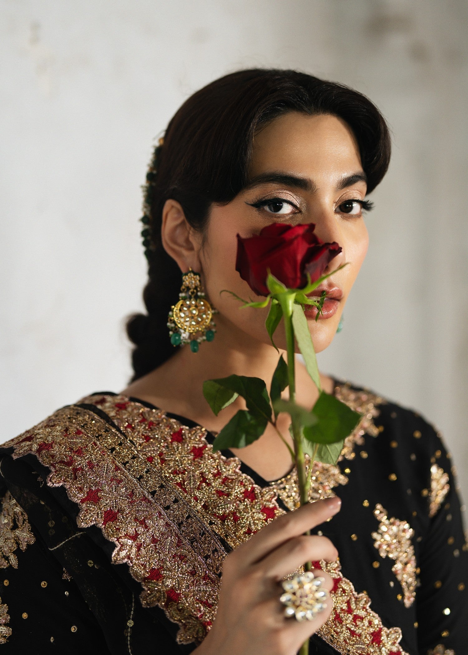 Ladies Black Embroidered Chiffon Shalwar Kameez Online in UK USA Canada
