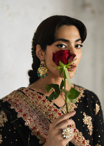 Ladies Black Embroidered Chiffon Shalwar Kameez Online in UK USA Canada