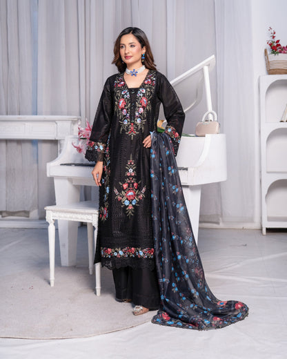 Ladies Black Embroidered Cotton Shalwar Kameez Online in UK USA Canada