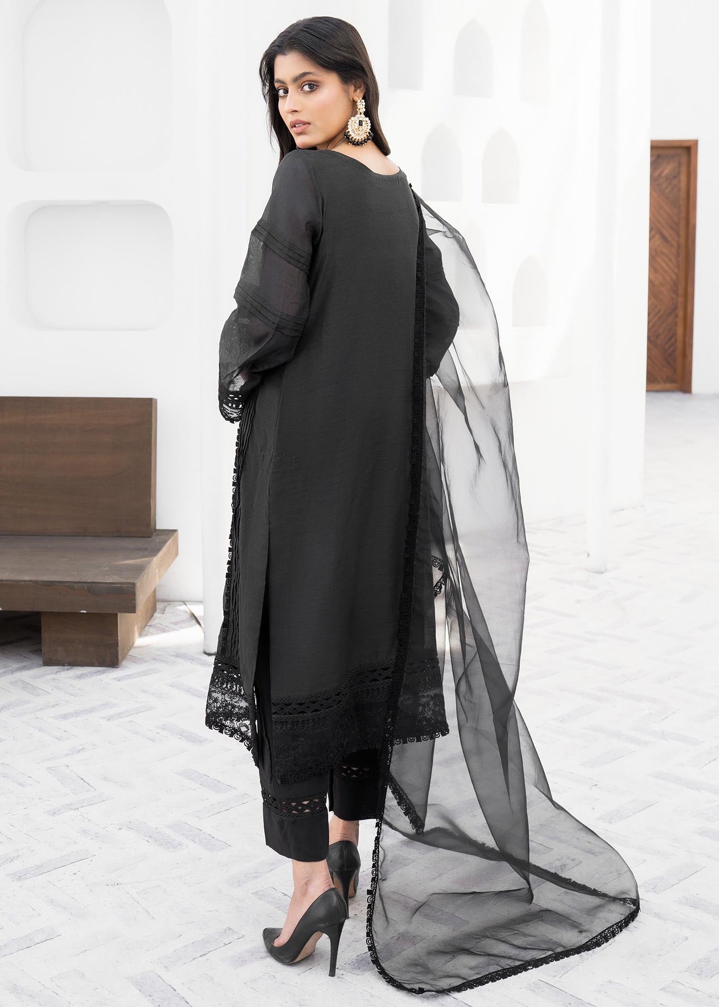 Ladies Black Embroidered Festive Party Wear Suit Online in UK USA Canada
