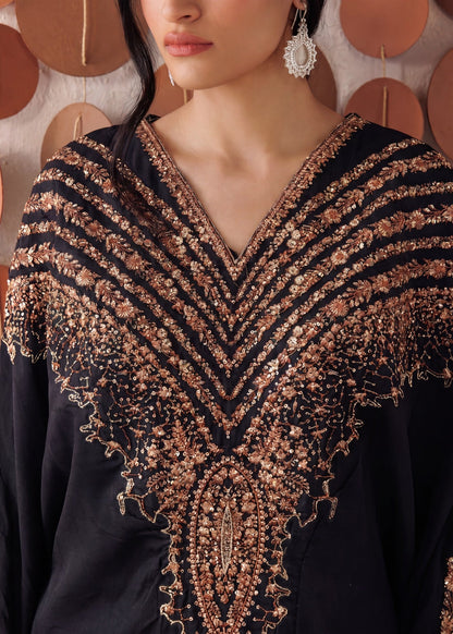 Ladies Black Embroidered Kaftan Salwar Kameez Online in UK USA Canada