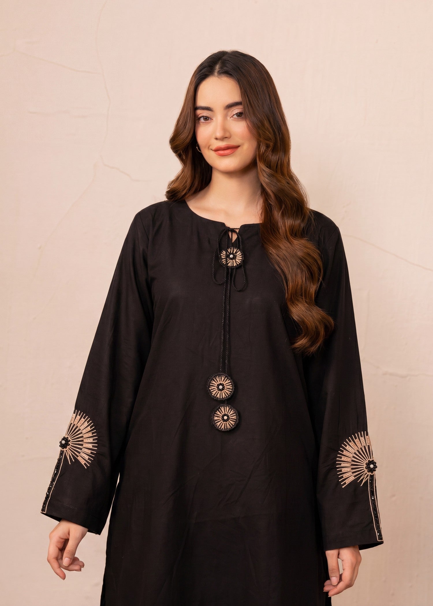 Ladies Black Embroidered Kurta Set Online in UK USA Canada