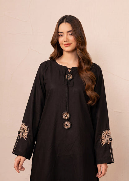 Ladies Black Embroidered Kurta Set Online in UK USA Canada