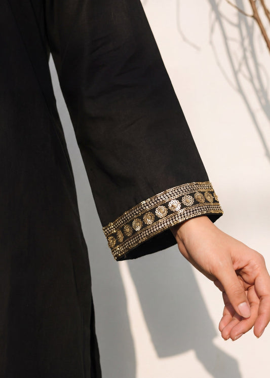 Ladies Black Embroidered Lawn Salwar Kameez Online in UK USA Canada