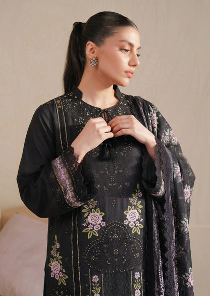 Ladies Black Embroidered Lawn Shalwar Kameez Online in KSA Riyadh Saudi Arabia Oman Bahrain Qatar