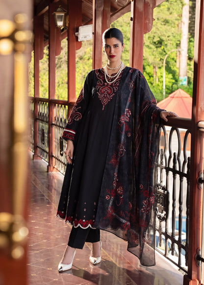 Ladies Black Embroidered Lawn Suit Online in UK USA Canada