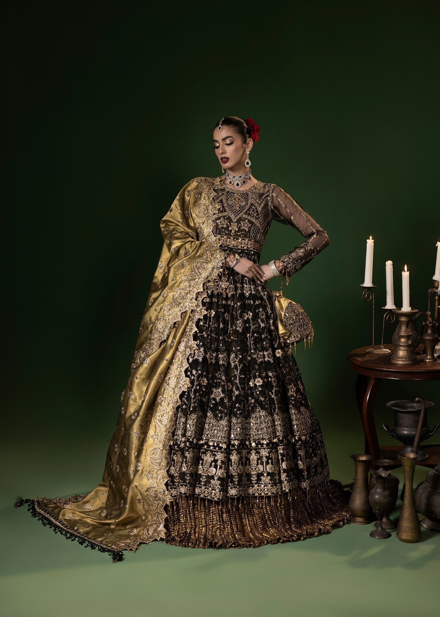 Ladies Black Embroidered Net Shalwar Kameez Online in UK USA Canada