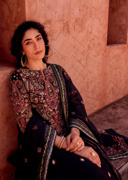 Ladies Black Embroidered Shalwar Kameez Online in UK USA Canada