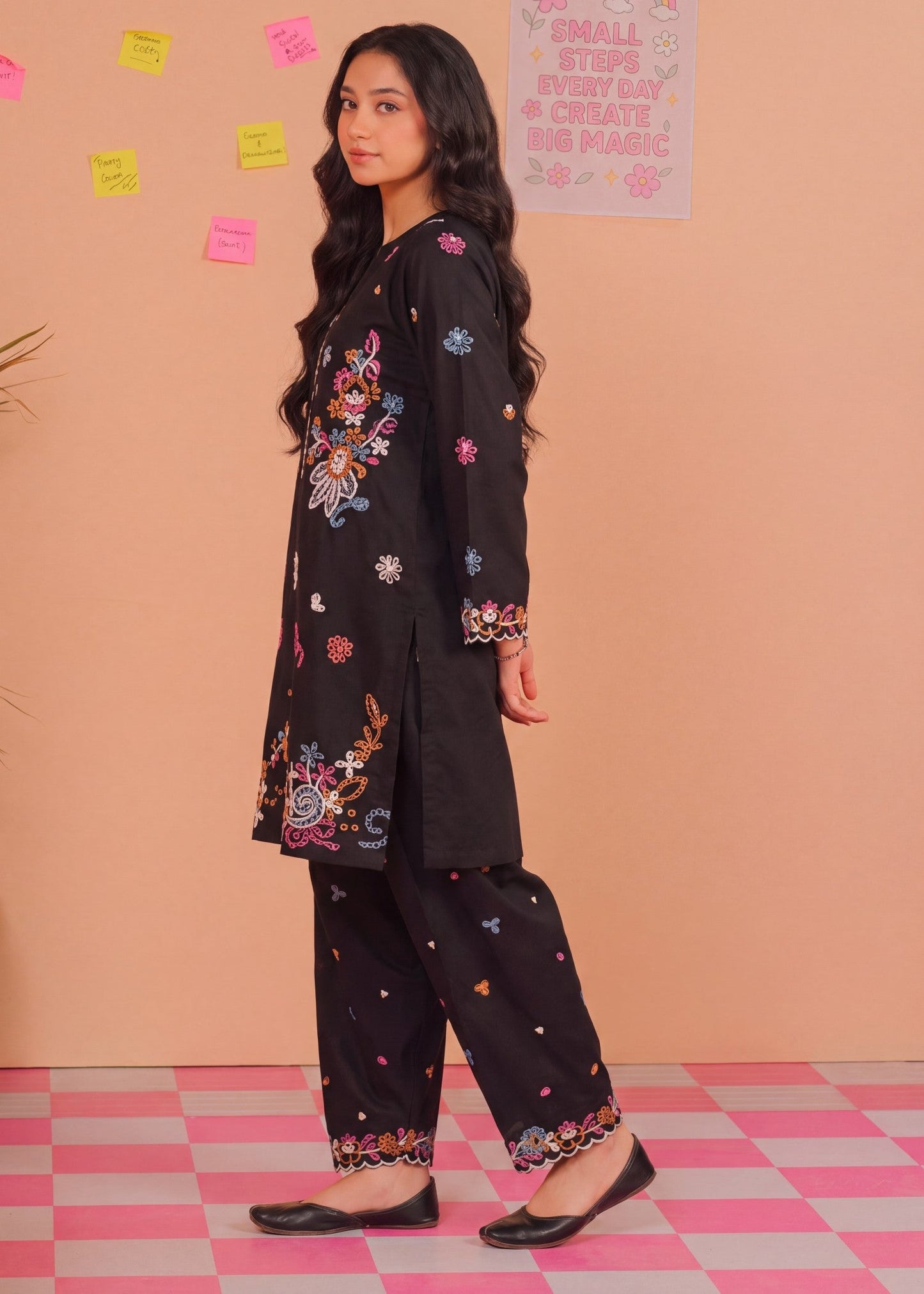 Ladies Black Embroidered Shalwar Kameez Online in UK USA Canada