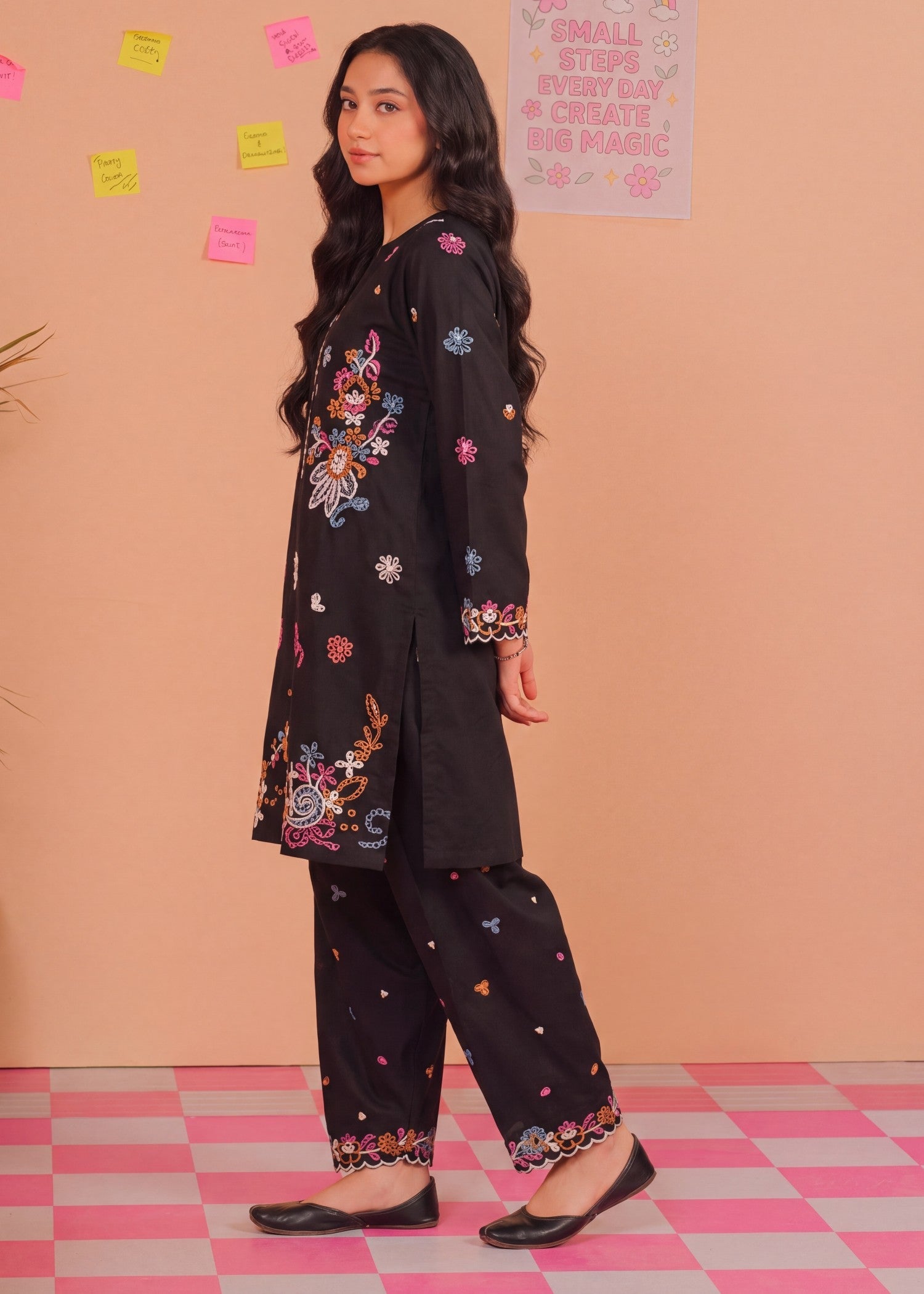 Ladies Black Embroidered Shalwar Kameez Online in UK USA Canada