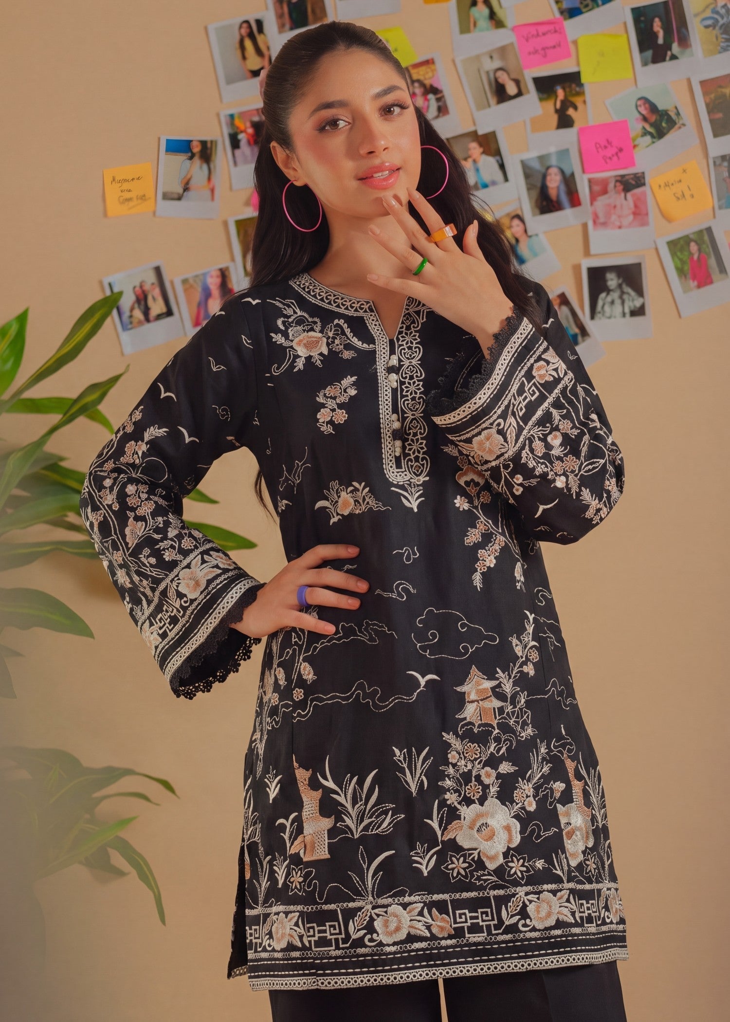 Ladies Black Embroidered Shalwar Kameez Online in UK USA Canada