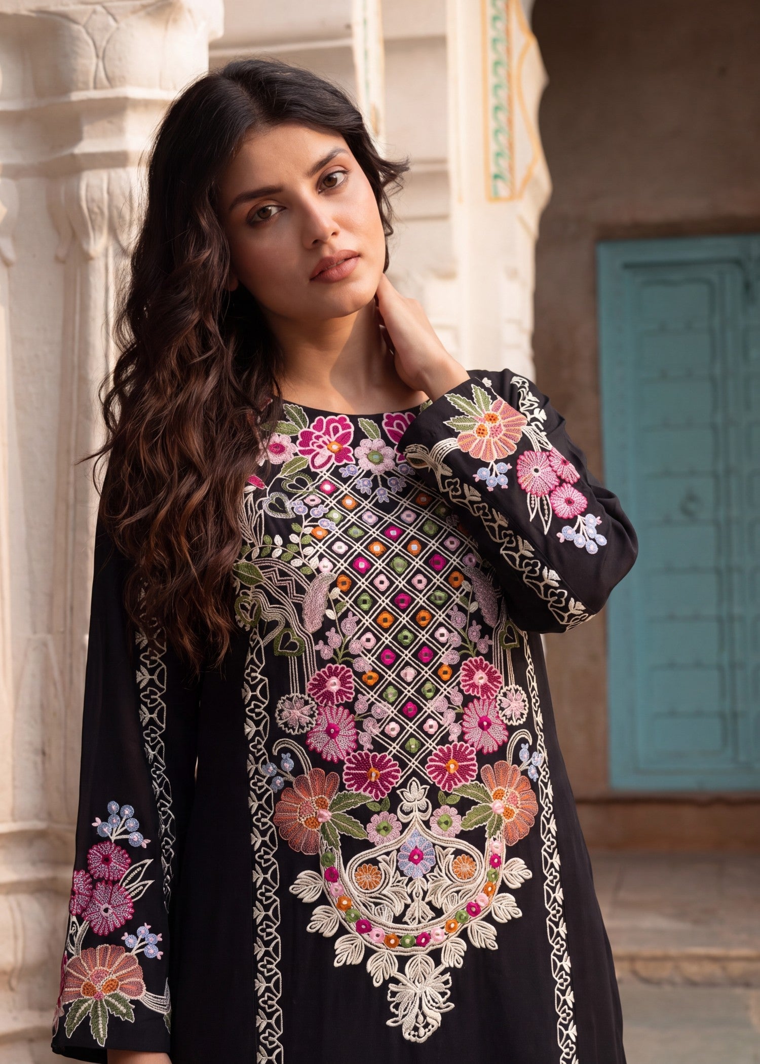 Ladies Black Embroidered Shalwar Kameez Online in UK USA Canada