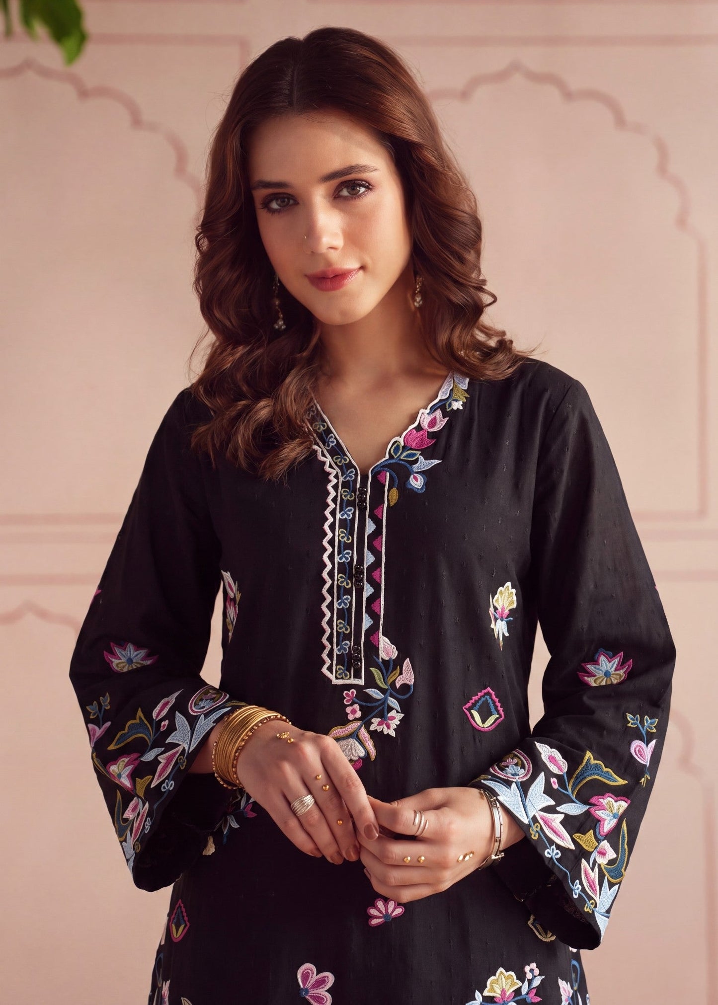 Ladies Black Embroidered Shalwar Kameez Online in UK USA Canada
