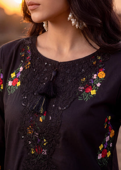 Ladies Black Embroidered Shalwar Kameez Online in UK USA Canada