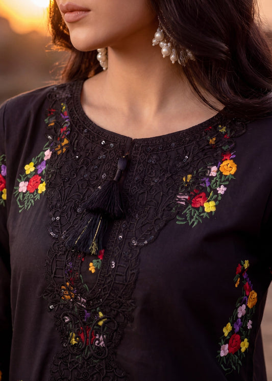 Ladies Black Embroidered Shalwar Kameez Online in UK USA Canada