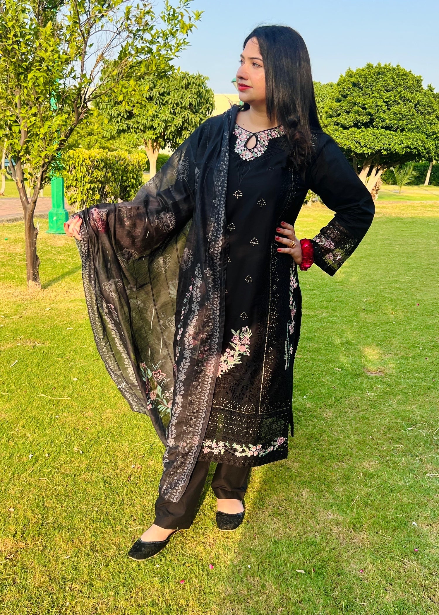 Ladies Black Embroidered Shalwar Kameez Online in UK USA Canada
