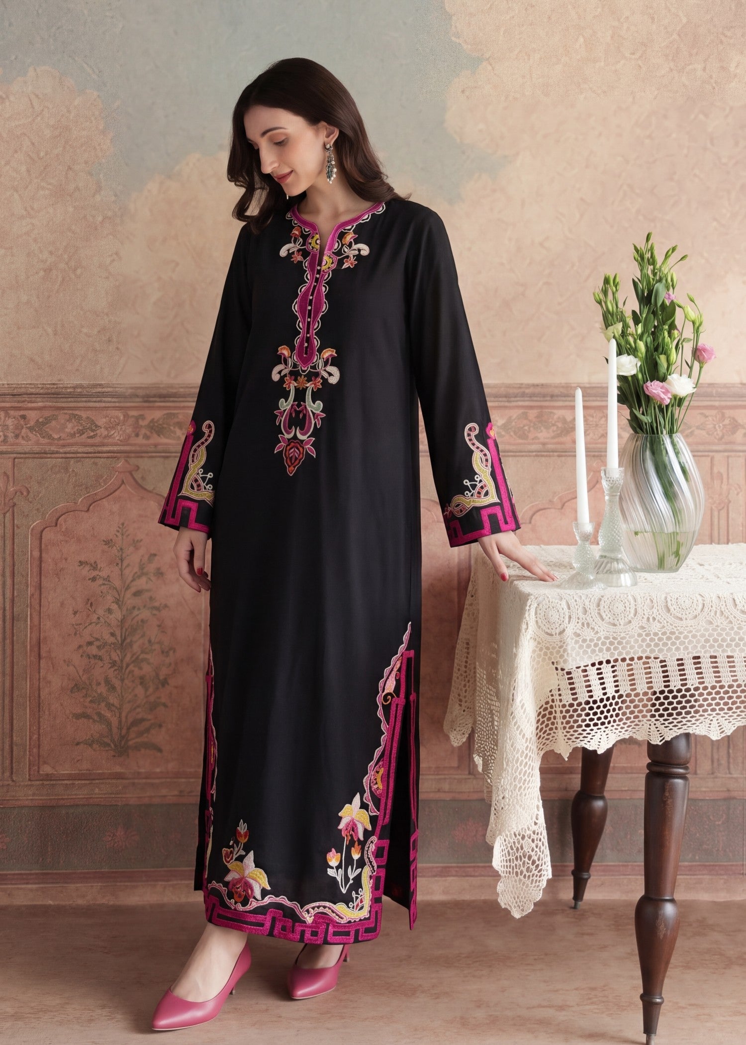 Ladies Black Embroidered Shalwar Kameez Online in UK USA Canada