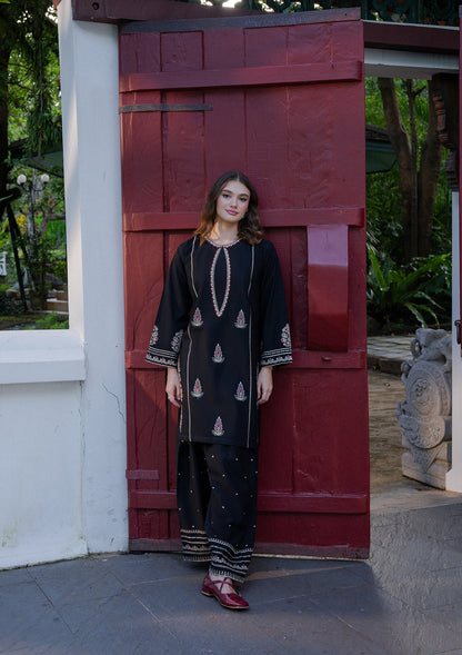 Ladies Black Khaddar Shalwar Kameez Online in UK USA Canada
