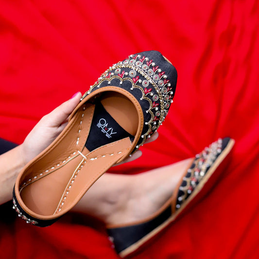 Ladies Black Leather Ethnic Shoes Online in UK USA Canada