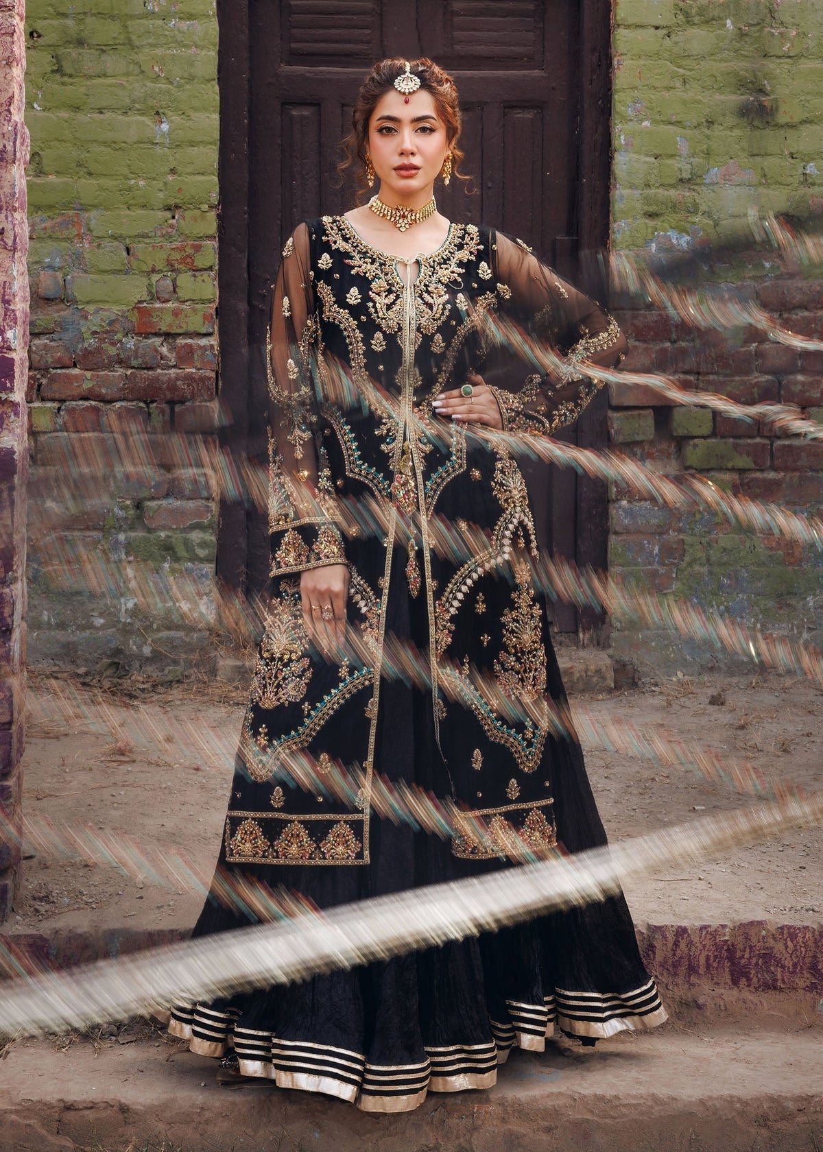Ladies Black Net Crush Sharara Online in UK USA Canada