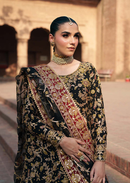 Ladies Black Organza Dupatta Farshi Sharara Online in UK USA Canada