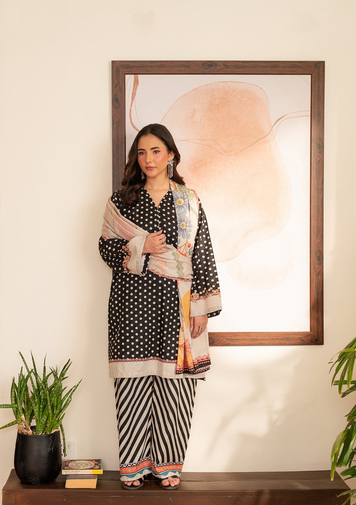Ladies Black Printed Khaddar Shalwar Kameez Online in UK USA Canada