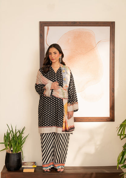 Ladies Black Printed Khaddar Shalwar Kameez Online in UK USA Canada