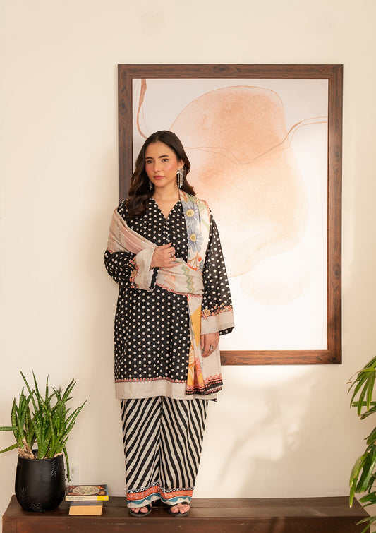 Ladies Black Printed Khaddar Shalwar Kameez Online in UK USA Canada