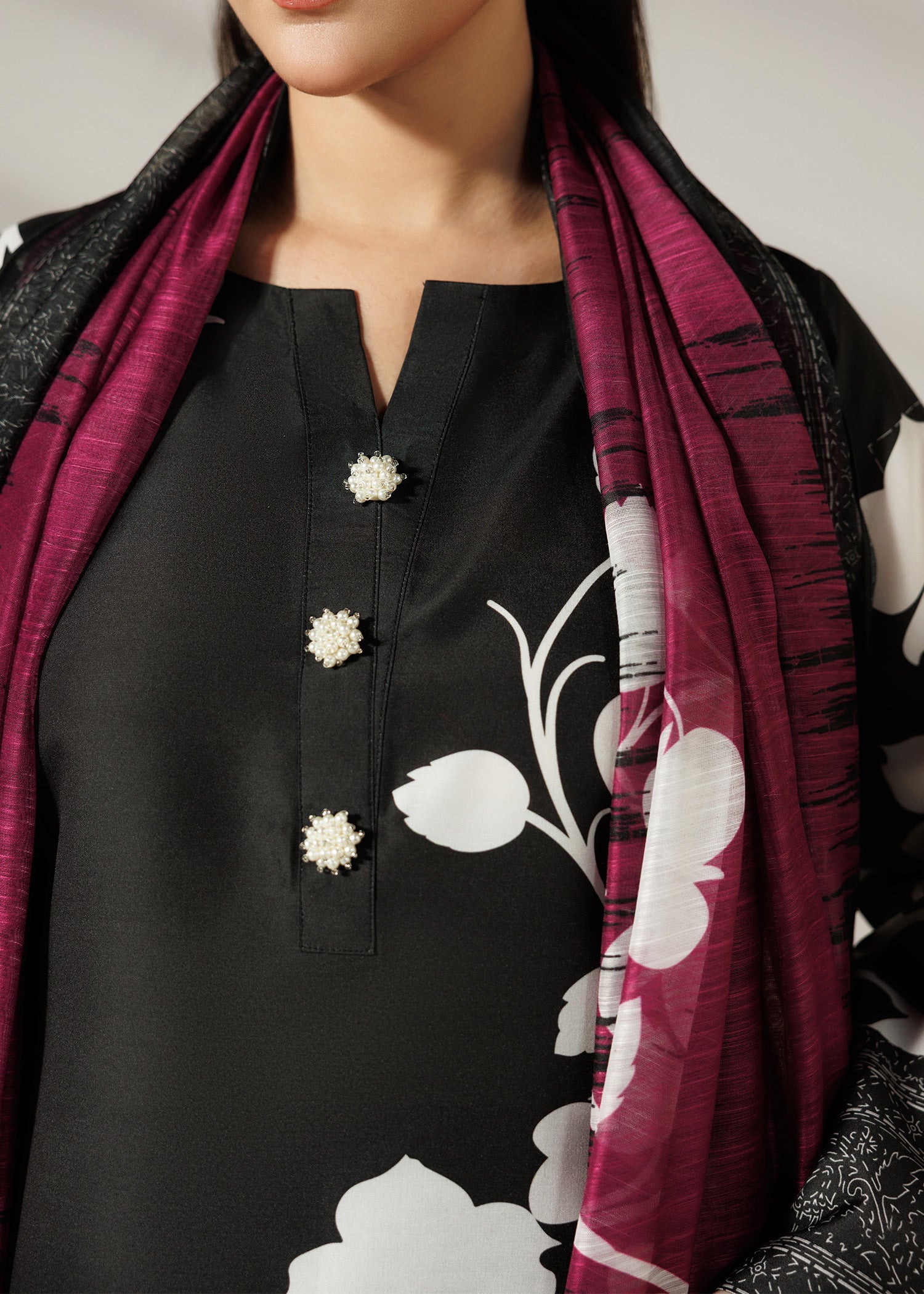Ladies Black Printed Shalwar Kameez Online in UK USA Canada
