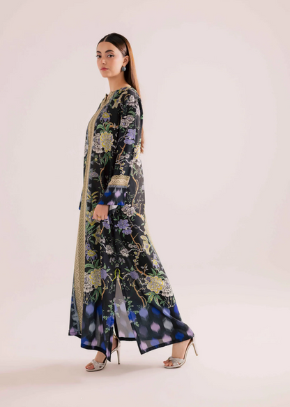 Ladies Black Raw Silk Kaftan Top Online in UK USA Canada