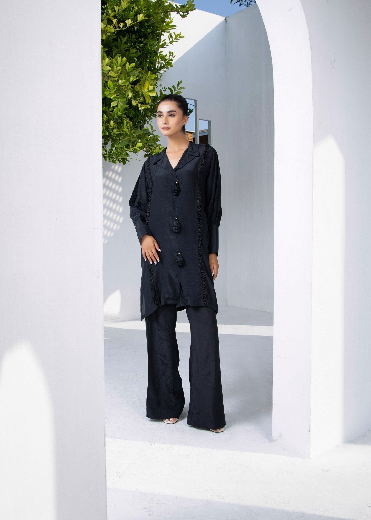 Ladies Black Raw Silk Salwar Kameez Online in UK USA Canada