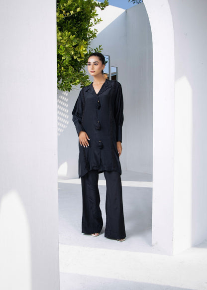 Ladies Black Raw Silk Salwar Kameez Online in UK USA Canada